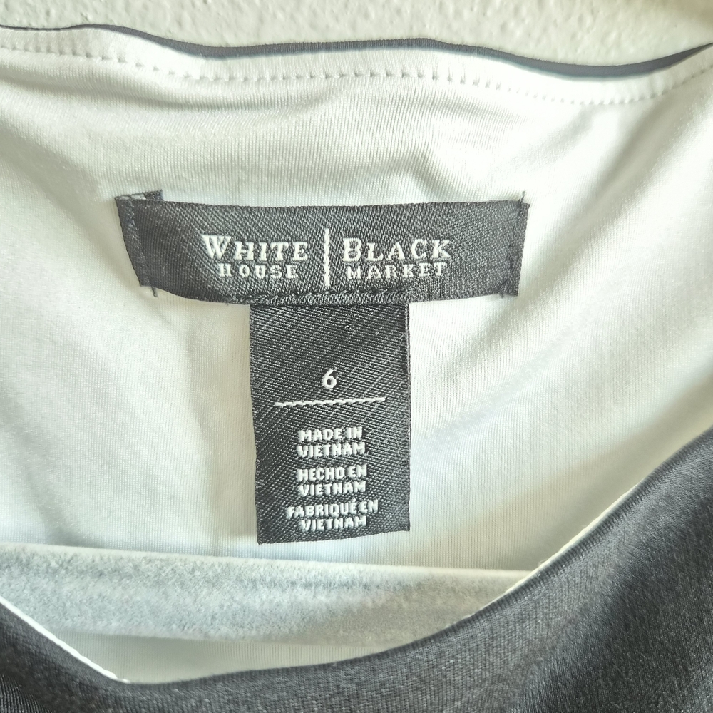 White House Black Market Fitted Black and White Sleeveless Top Size 6 - Picture 2 of 7